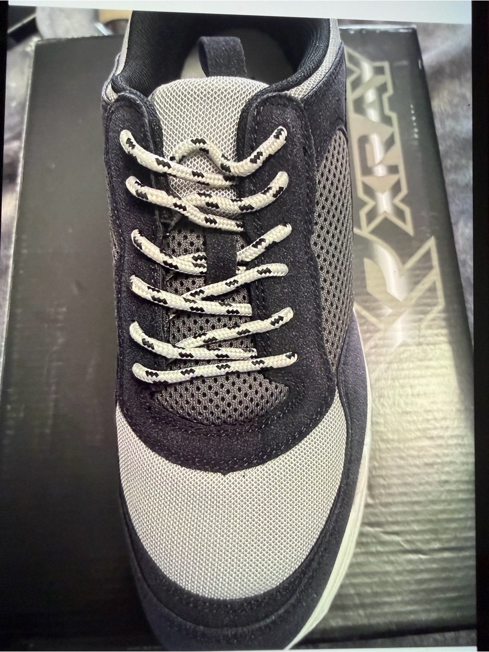 Men's Two-Tone Mesh & Suede Sneaker in Gray and Black